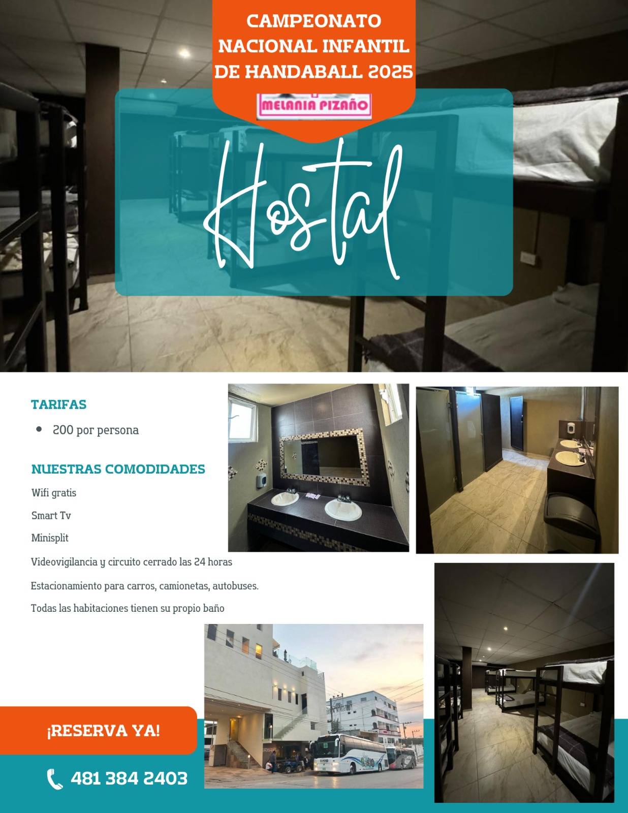 Hostal MEInnIn PIZAÑO para el Campeonato Nacional Infantil de Handball