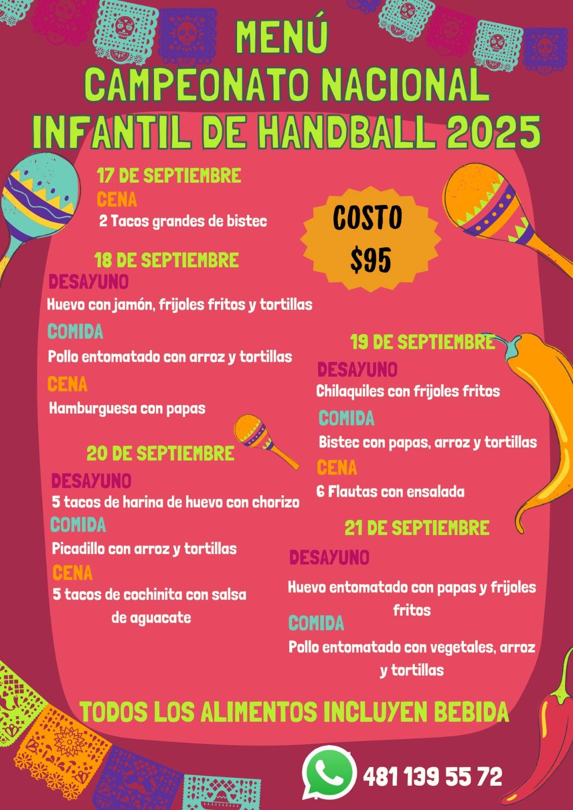 Menú del Campeonato Nacional Infantil de Handball