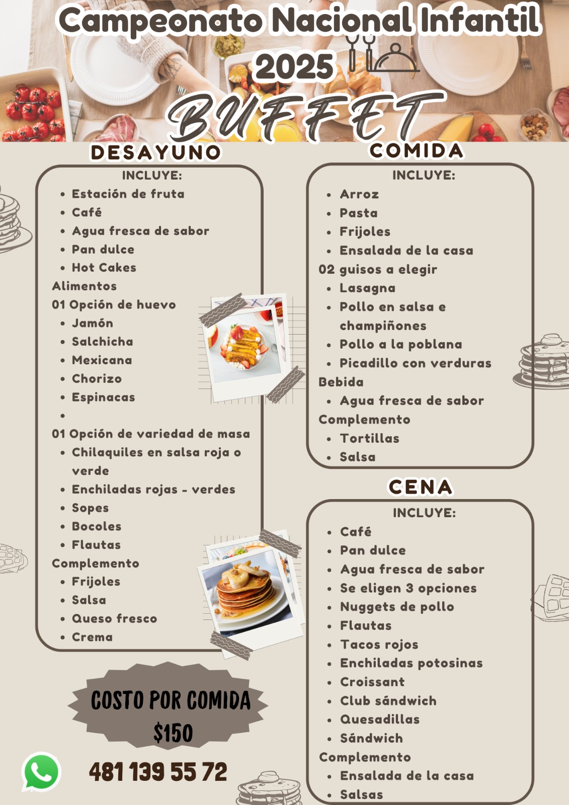 Menú Buffet del Campeonato Nacional Infantil de Handball